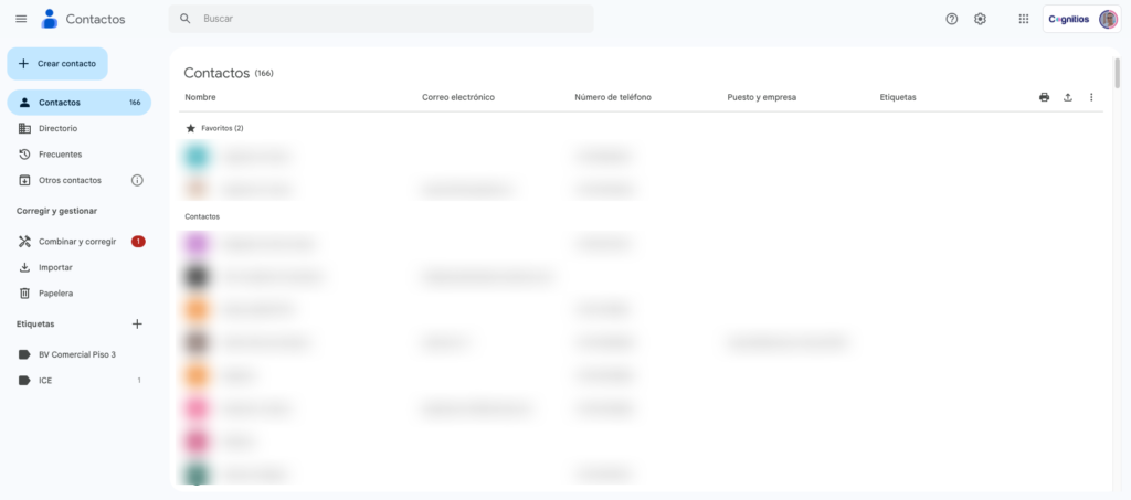 Aplicación de contacto de Google Workspace
